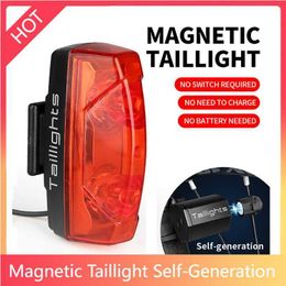 Bike Lights Self-generation Magnetic Induction Taillight Cycling Waterproof Warning Lamp Bicycle Accessories Replacement Parts 0202