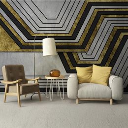 Wallpapers Milofi Custom Large Wallpaper Mural 3d Simple Personality Flowing Gold Geometric Golden Background