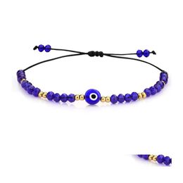 Link Chain Handmade Braided Evil Blue Eye Bracelet Stainless Steel Crystal Beads Bracelets Women Girls Gifts 1622 T2 Drop Delivery J Dhmxp