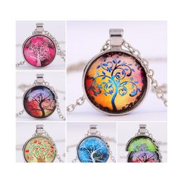 Pendant Necklaces Living Tree Of Life Beautifly Alloy Vintage Glass Cabochon Bronze Chain Necklace Accessary Nice Women Men Jewelry Dharl