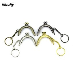 Bag Luggage Making Materials 20 PcsLot 5 CM GoldenBronzeSilverGun Black Half Round Metal Purse Frame Kiss Clasp Lock With Key Ring Parts Accessories 230202