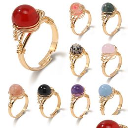 Solitaire Ring Fashion Crystal Stone Handmade Gold Bohemian Jewelry Gift Rings For Women Birthday Party Adjustable Drop Deliv Dhgarden Dht7W