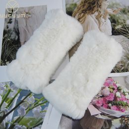 Mittens Winter Girl Natural Real Rex Rabbit Fur Gloves Good Elastic Hand Knitted Lady 230201