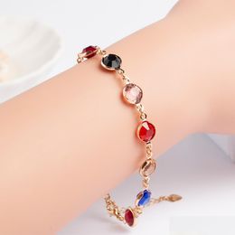 Beaded Exquisite Gold Plated Chain Korean Fashion Simple Crystal Strand Bracelet For Women Jewellery Anniversary Gift Drop Delivery Bra Dhaha