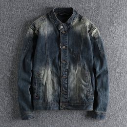 Men's Jackets Denim jacket men's personalized stand collar work clothes tough guy motorcycle trend coat top outerwear 1048 230202