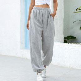 Women's Pants & Capris Lady Simple Solid Color Elastic Waist Sweatpants Sporty Loose For Jogging