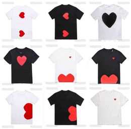 Designer Cdgs Womens Mens Play T Olhos Brancos Grande Pêssego Vermelho Coração Bordado Camisa Impressa Commes Moda Mulher Camisas Tees