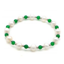 Beaded 4Mm Mini Stone Bead Strand Gemstone Bracelet With Freshwater Ctured White Pearl Beads Bangles For Women Jewellery Drop Delivery Dhboa