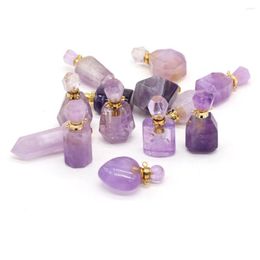 Pendant Necklaces Natural Amethysts Charm Quartzs Necklace Pendants Reiki Heal Essential Oil Diffuser Bottle For Women Gifts