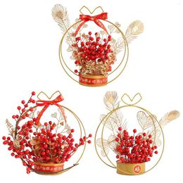 Decorative Flowers Chinese Style Flower Basket Ornament Wall Hanging Decoration Tabletop Po Props Harvest Scene Layout For Holiday Party
