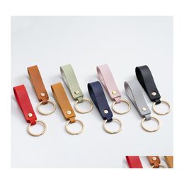 Key Rings Fashion Pu Leather Keychain Business Gift Keyring Men Women Car Strap Waist Wallet Keychains 78 E3 Drop Delivery Jewellery Dhath