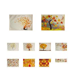 Mats Pads Nordic Autumn Yellow Leaf Sycamore Leaves Placemat Tablecloth Mat Fabric Table Napkins Simple Tableware Home Cdzy592 Dro Dhasj