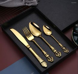 Dinnerware Sets Stainless Steel Court Tableware Set Western Steak Knife Fork And Spoon Four Main Pieces Gift Box