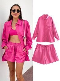 Women's Tracksuits Fashion Elegant Women Suit 2023 Casual Straight Elastic Waist Shorts Street Vacation Youth 2 Piece Set