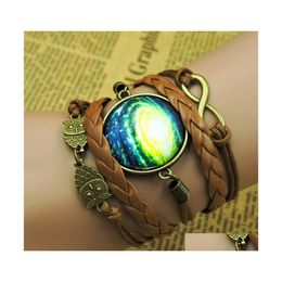 Charm Bracelets Leather Mtilayer Braided Bracelet Bangles Galaxy Cabochon Infinity Charms Wristband Cuff For Women Men 136C3 Drop De Dhaeq