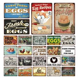 Farm Metal Painting Fresh Eggs For Sale Chicken Horse Tin Sign Vintage Metal Plate Poster Pin Up Signs Wall Decor For Farmhouse Kitchen Plaques 20cmx30cm Woo