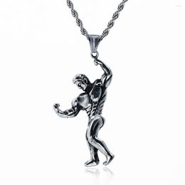 Pendant Necklaces Stainless Steel Hip Hop Bodybuilding Athletes Necklace Fashion Jewellery Gift For Him With Rope Chain