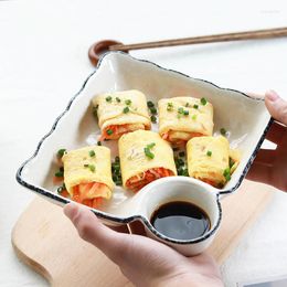 Plates 1pc Ceramic Plate Dish Dumplings Sushi With Sauce Dishes Kitchen Tableware Dessert Fruit Tray Dinnerware