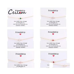 Link Chain Fashion Square Zircon Charm Bracelets For Women Girl Design Gold Bracelet With Friendship Card Jewellery Gift Drop Delivery Otg9Q