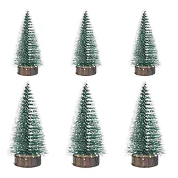 Christmas Decorations Tree Trees Mini Decor Bottle Miniature Brush Desktop Pine Sisal Tabletop Snow Artificial Ornaments Table