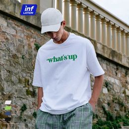 Men's T-Shirts TION Thick Plate Printed Letters Tees Unisex Matching Cotton T-shirts Oversized Hip-hop Short-sleeved Men's T-shirt Couple G230202