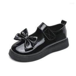 Flat Shoes Girls Leather Large Children Wedding Dress Princess Fashion Kids Bow-knot Black Student Soft-soled Performance