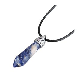 Pendant Necklaces Pretty Stone Necklace Vintage Natural For Crystal Quartz Gem Cord Statement Leather Drop Delivery Jewellery Pendants Dh82W