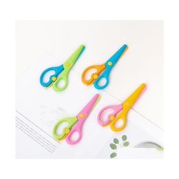 Other Home Garden Mini Safety Plastic Scissors Round Head Stationery Student Kids Diy Paper Cutting School Supplies Random Colour D Dhr0C