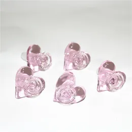 Hookah Glass Bowls Thick pink heart shape Male Joint 14mm Glass Bongs bowl Piece Silicone Water Pipes Oil Rig dab straw burner ash catcher