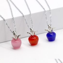 Pendant Necklaces 9 Colours Apple Cat Eye Stone Bead Necklace Natural Jewellery Best Gift For Women Drop Delivery Pendants Dhl62