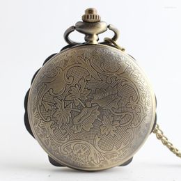 Pocket Watches 2023 Bronze Steel Steampunk Quartz Watch Vintage Necklace Pendant Clock With Chain Men's Women Gifts