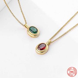 Pendant Necklaces YIZIZAI 18K Gold Plated 925 Sterling Silver Red Green Zircon Gemstone Pendant Necklace for Women Elegant Anniversary Jewellery G230202