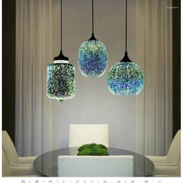 Pendant Lamps NordicModern 3D Colourful Starry Sky Hanging Glass Shade Lamp Lights E27 LED For Kitchen Restaurant Living Room WY817