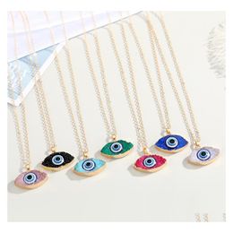 Pendant Necklaces Fashion Jewellery Turkish Symbol Evil Eye Blue Eyes Resin Bead Colorf Necklace Drop Delivery Pendants Dhvik