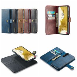 DG.MING Removable Leather Wallet Cases For Samsung S24 S23 FE Plus Note 20 Ultra A32 A23 Magnetic Detachable Flip Cover 2 in1 Metal Button Business Card Holder Pouch