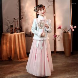 Stage Wear 2023 Children Girl Hanfu Winter Chinese Style Tang Suit Cheongsam Year Greetings Clothes Kids Tradition Wedding Dresses