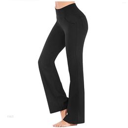 Women's Pants Yoga Women's High Waist Flared With Pockets Fall 2023 Work Formal Leggings Running Fitness