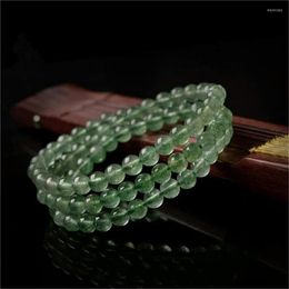 Strand Natural Genuine Green Strawberry Quartz Crystal Transparent Stretch Charm Round Bead Bracelet 6mm