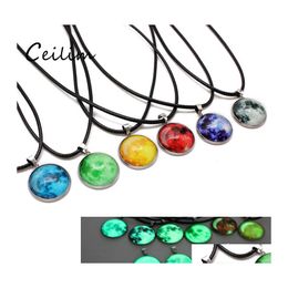 Pendant Necklaces Arrivals Glow In The Dark Neba Leather Necklace Galaxy Astronomy Space Universe Milky Way Jewellery Fit Lover Drop Otjmx