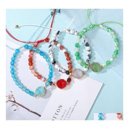 Beaded Strands Natural Stone Agate Bead Bracelet For Women Handmade Druzy Resin Braided Bracelets Friendship Jewelry Gifts Drop Deli Ot6Np