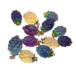 Pendant Necklaces Hand Made Colour Fluorite Natural Crystal Pendants Grape Shape Necklace Lucky For Women With Chain Fashion