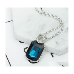 Pendant Necklaces Geometry Square Diamond Crystal Temperament Lady Jewelry Drop Delivery Pendants Dh2Ws