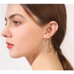 Hoop Earrings & Huggie Sterling Silver Needle Big Circle Wire Earring For Women Girls Fashion Trend Temperament JewelryHoop