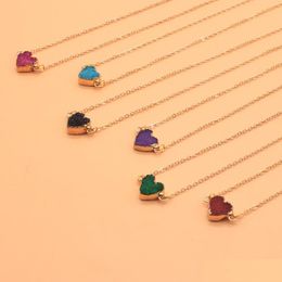 Pendant Necklaces Round And Heart Shape Druzy Stone With Gold Plated Chain 18 Inch Necklace Women Jewelry Gifts Drop Delivery Pendant Dhaqs