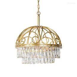 Pendant Lamps American Crystal Living Room Hanging Lights Postmodern Light Luxury Bedroom Lamp Dining Gold Luminaire Suspension