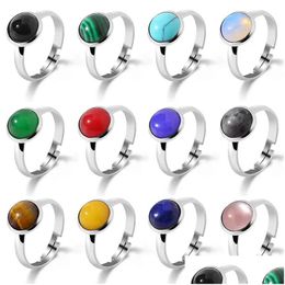 Solitaire Ring Cute Natural Stone Handmade Bohemian Jewellery Gift Glass Crystal For Women Birthday Party Rings Adjustable Drop Dhgarden Dhvqu