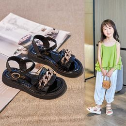 Korean Kids Fashion Girls Sandals Summer New Soft Princess Baby Chic Metal Chains Versatile Children Beautiful Dress Shoes