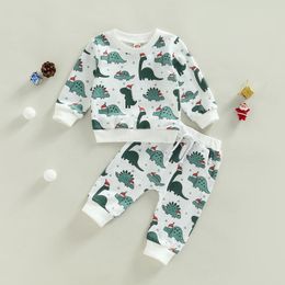 Clothing Sets 1010 Lioraitiin 03Years Toddler Baby Boy Girl 2Pcs Autumn Set Long Sleeve Animal Dinosaur Printed Top Pants 230202