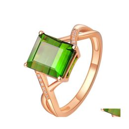 Solitaire Ring Fashion Ladies Accessories Emerald Rings Shiny 18K Plated Diamond Princess Cut Gemstone Drop Delivery Jewellery Dhcaq