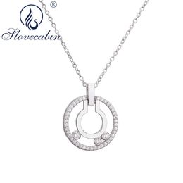 Pendant Necklaces Slovecabin Stone Round Pendant Necklace For Women Geometric Silver Wedding Necklace Luxury Femme Jewellery Making Supplies G230202